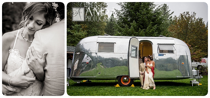 Anda Photography, creative photography, chic, artistic photography, unique photography, fall autumn wedding, vibrant colors, lifestyle photography, on location photography, Bellingham engagement photography, Bellingham wedding photography, Seattle wedding photography, Seattle engagement photography, creative wedding photography, unique wedding photography, vibrant images, photojournalistic photography, seattle wedding photography, seattle engagement photography, casual photography style, emotional wedding images, Wandering Waters, camping themed wedding, retro airstream trailer, old school trailerworks, wedding prep in an airstream trailer, rainy wedding day, outdoor wedding, backless wedding dress, Mychal, Daniel