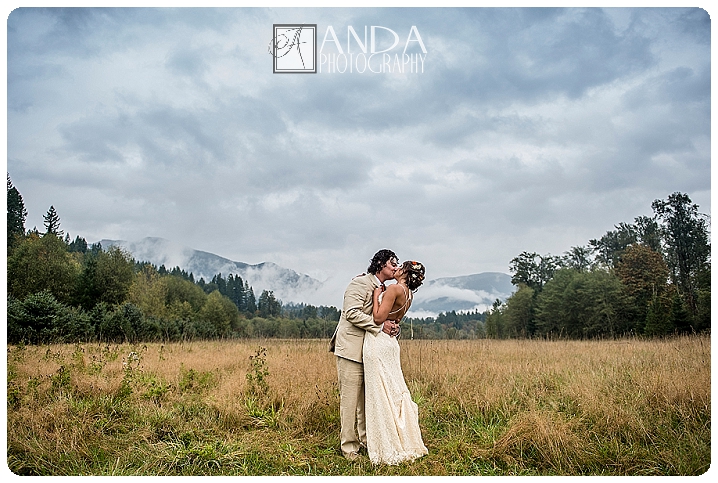 Anda Photography, creative photography, chic, artistic photography, unique photography, fall autumn wedding, vibrant colors, lifestyle photography, on location photography, Bellingham engagement photography, Bellingham wedding photography, Seattle wedding photography, Seattle engagement photography, creative wedding photography, unique wedding photography, vibrant images, photojournalistic photography, seattle wedding photography, seattle engagement photography, casual photography style, emotional wedding images, Wandering Waters, camping themed wedding, retro airstream trailer, old school trailerworks, wedding prep in an airstream trailer, rainy wedding day, outdoor wedding, backless wedding dress, Mychal, Daniel