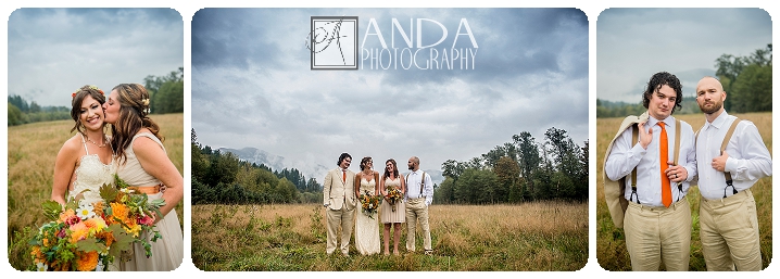 Anda Photography, creative photography, chic, artistic photography, unique photography, fall autumn wedding, vibrant colors, lifestyle photography, on location photography, Bellingham engagement photography, Bellingham wedding photography, Seattle wedding photography, Seattle engagement photography, creative wedding photography, unique wedding photography, vibrant images, photojournalistic photography, seattle wedding photography, seattle engagement photography, casual photography style, emotional wedding images, Wandering Waters, camping themed wedding, retro airstream trailer, old school trailerworks, wedding prep in an airstream trailer, rainy wedding day, outdoor wedding, backless wedding dress, Mychal, Daniel