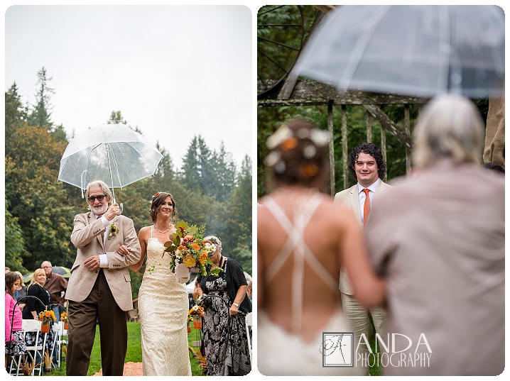 Anda Photography, creative photography, chic, artistic photography, unique photography, fall autumn wedding, vibrant colors, lifestyle photography, on location photography, Bellingham engagement photography, Bellingham wedding photography, Seattle wedding photography, Seattle engagement photography, creative wedding photography, unique wedding photography, vibrant images, photojournalistic photography, seattle wedding photography, seattle engagement photography, casual photography style, emotional wedding images, Wandering Waters, camping themed wedding, retro airstream trailer, old school trailerworks, wedding prep in an airstream trailer, rainy wedding day, outdoor wedding, backless wedding dress, Mychal, Daniel