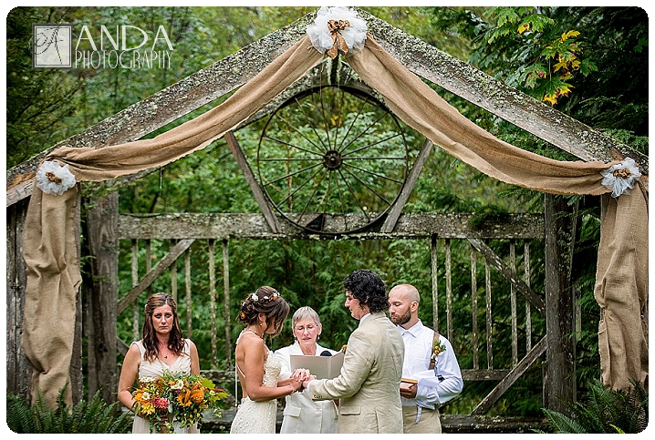 Anda Photography, creative photography, chic, artistic photography, unique photography, fall autumn wedding, vibrant colors, lifestyle photography, on location photography, Bellingham engagement photography, Bellingham wedding photography, Seattle wedding photography, Seattle engagement photography, creative wedding photography, unique wedding photography, vibrant images, photojournalistic photography, seattle wedding photography, seattle engagement photography, casual photography style, emotional wedding images, Wandering Waters, camping themed wedding, retro airstream trailer, old school trailerworks, wedding prep in an airstream trailer, rainy wedding day, outdoor wedding, backless wedding dress, Mychal, Daniel